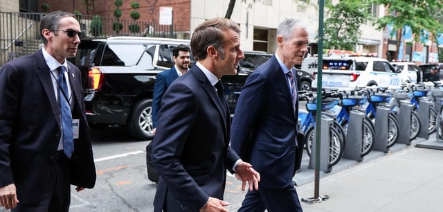 Frankreichs Präsident Emmanuel Macron in den Straßen New Yorks