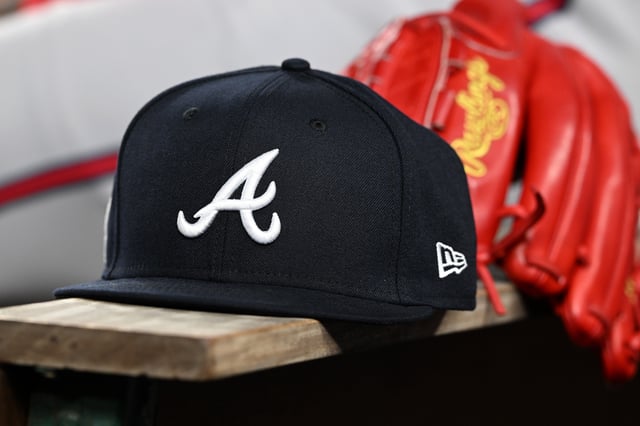 WASHINGTON, DC - SEPTEMBER 11: A view of the Atlanta Braves logo on a baseball cap during the game against the Washington Nationals at Nationals Park on September 11, 2024 in Washington, DC. (Photo by G Fiume/Getty Images)