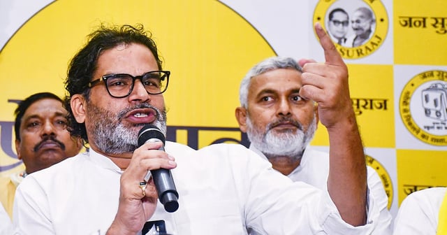 Jan Suraaj chief Prashant Kishor at a press conference, in Patna, 19 Sept