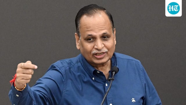 FILE: AAP senior leader Satyendar Jain addresses during meeting with party MLAs, municipal councillors at Constitution Club, in New Delhi. (Photo by Sanjeev Verma/ Hindustan Times)