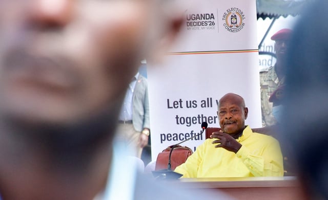 Uganda's President and the leader of ruling National Resistance Movement (NRM) party Yoweri Museveni attends a ceremony for his nomination as presidential candidate at the Electoral Commission offices in Kampala, Uganda September 23, 2025. REUTERS/Abubaker Lubowa