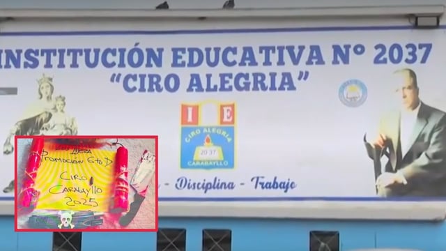 Padres de familia denunciaron que presuntos extorsionadores, identificados como “Los D.E.S.A.”, exigen pagos de S/ 60 por alumno bajo amenazas contra la seguridad de los escolares en su fiesta de promoción. (Composición Correo | Imágenes de América TV)