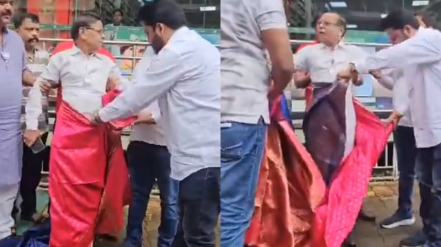 Congress Worker forced to wear saree, viral video | Image: X