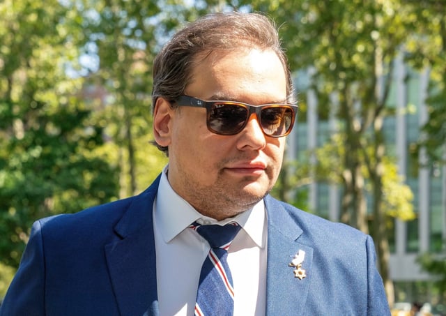 Former United States Representative George Santos, still wearing a U.S Representatives Tie Pin, is seen here leaving the Federal Courthouse along with his Attorney, Joseph Murray, in Brooklyn on Thursday September 5, 2024. 1205. (Theodore Parisienne for New York Daily News)
