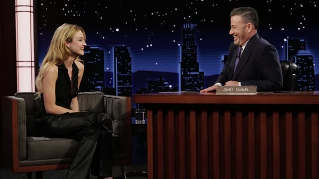 Jimmy Kimmel and Grace Van Patten in conversation on Jimmy Kimmel Live!