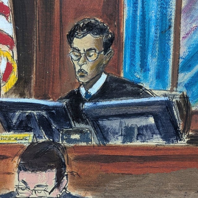 In this courtroom sketch, Judge Arun Subramanian speaks during a bail hearing for Sean "Diddy" Combs, Wednesday, July 2, 2025, in Manhattan federal court in New York. (Elizabeth Williams via AP)