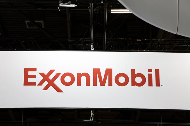 Exxon Mobil signage is displayed at the JEC World Composites Show at the Villepinte Exhibition Center, near Paris, France, March 4, 2025. REUTERS/Benoit Tessier/File Photo