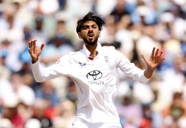 Cricket - Second Test - England v India - Edgbaston Cricket Ground, Birmingham, Britain - July 3, 2025 England's Shoaib Bashir reacts Action Images via Reuters/Peter Cziborra/File Photo