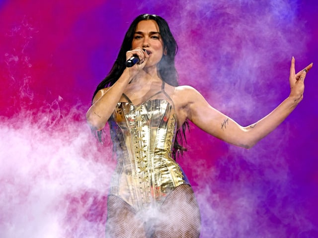 NEW YORK, NEW YORK - SEPTEMBER 20: (EXCLUSIVE COVERAGE) Dua Lipa performs onstage at Madison Square Garden on September 20, 2025 in New York City. (Photo by Arturo Holmes/Getty Images for ABA)