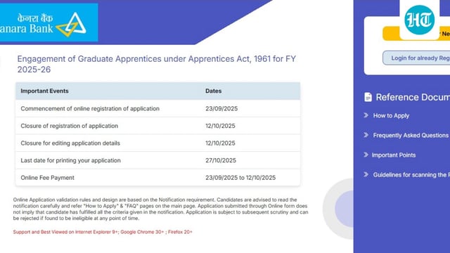 Canara Bank Apprentice Recruitment 2025: Apply for 3,500 apprentice vacancies. Check direct link, eligibility and other details here. 