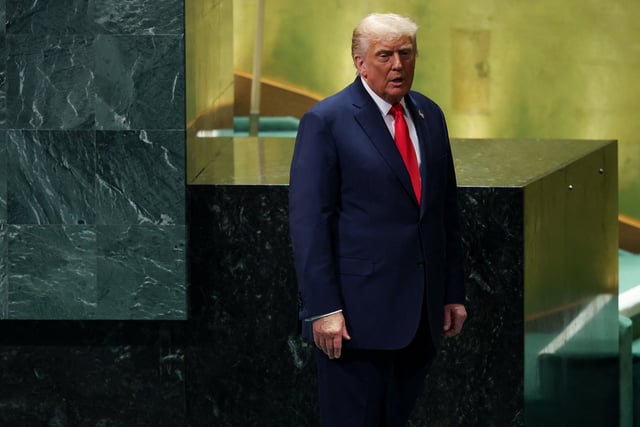 U.S. President Donald Trump attends the 80th United Nations General Assembly at U.N. headquarters in New York City, U.S., September 23, 2025.  REUTERS/MIKE SEGAR