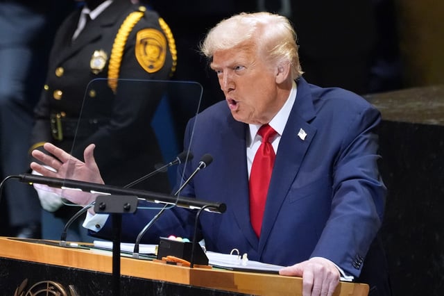 President Donald Trump speaks to the United Nations General Assembly, Tuesday, Sept. 23, 2025, in New York.(AP Photo/Evan Vucci)