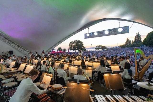 File photo of the Vancouver Symphony Orchestra playing a sunset concert.