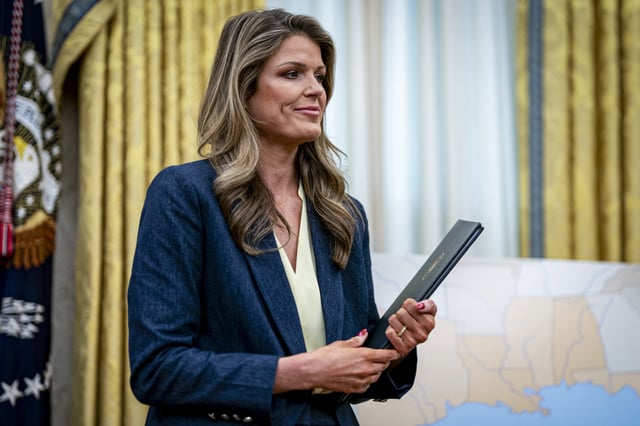 Lindsey Halligan in the Oval Office of the White House on March 6, 2025.