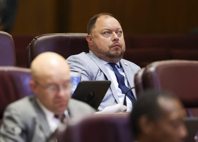 Ald. Bennett Lawson, 44th, during a Chicago City Council meeting at City Hall on July 16, 2025. Alds. Marty Quinn and Lawson had sparred for nearly a year over the “additional dwelling unit” legislation. (Eileen T. Meslar/Chicago Tribune)