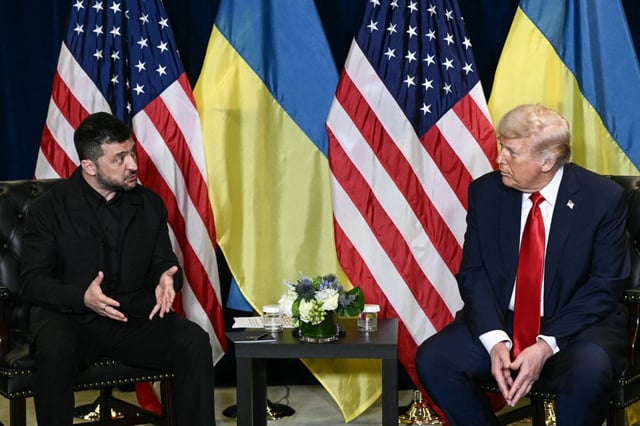 Donald Trump holds a bilateral meeting with Ukraine's President Volodymyr Zelensky on the sidelines of the United Nations General Assembly in New York City (Photo: Brendan SMIALOWSKI / AFP)