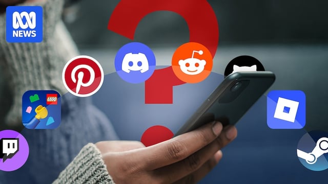 A person holding a mobile phone surrounded by icons from social media platforms