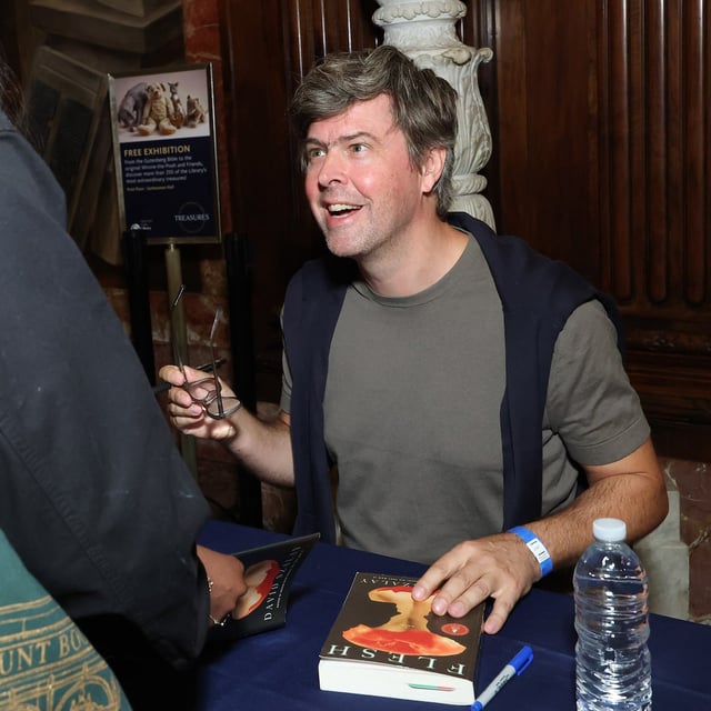 NEW YORK, NEW YORK - SEPTEMBER 15: David Szalay attends the Spotify and The New York Public Library: Service95 Book Club Live Podcast Recording with Dua Lipa at New York Public Library - A Schwartzman Building on September 15, 2025 in New York City. (Photo by Mike Coppola/Getty Images for Spotify )