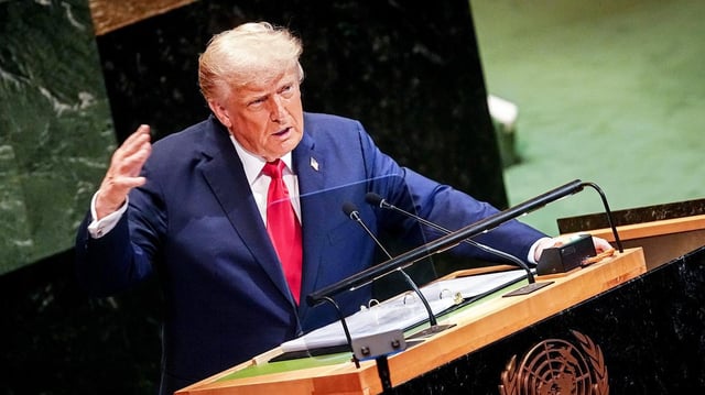 Le président Donald Trump devant l’Assemblée générale de l’ONU, mardi à New York.