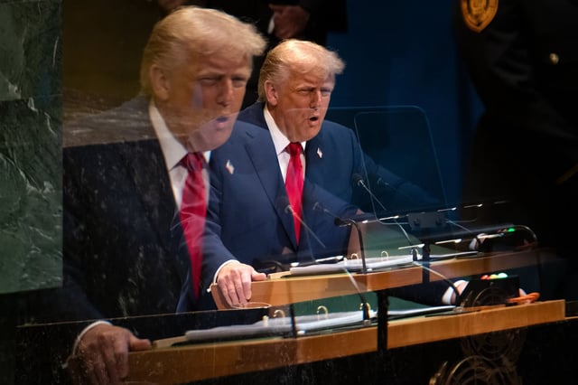 Donald Trump à la tribune de l'ONU, le 23 septembre à New York.