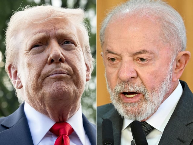 El presidente estadounidense Donald Trump y el presidente brasileño Luiz Inácio Lula da Silva. (Foto de SAUL LOEB y Evaristo SA / AFP).