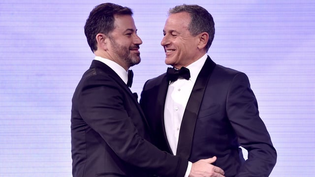 Walt Disney Company Chairman and CEO Bob Iger with Jimmy Kimmel.