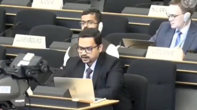 Indian Diplomat Kshitij Tyagi at UNHRC | Image: UNHRC