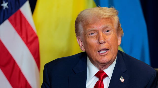NEW YORK, NEW YORK - SEPTEMBER 23: U.S. President Donald Trump speaks during a bilateral meeting with President of Ukraine Volodymyr Zelensky at the 80th session of the UN’s General Assembly (UNGA) at the United Nations headquarters on September 23, 2025 in New York City. World leaders convened for the 80th Session of UNGA, with this year’s theme for the annual global meeting being “Better together: 80 years and more for peace, development and human rights.” (Photo by Chip Somodevilla/Getty Images)