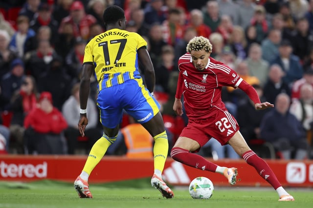 Liverpool v Southampton - Carabao Cup Third Round Joshua Quarshie of Southampton and Hugo Ekitike of Liverpool challenge during the Carabao Cup Third Round match between Liverpool and Southampton at Anfield on September 23, 2025 in Liverpool, England. Liverpool Anfield England United Kingdom PUBLICATIONxNOTxINxUK Copyright: xEdxSykes/Sportsphoto/APLx 14135990