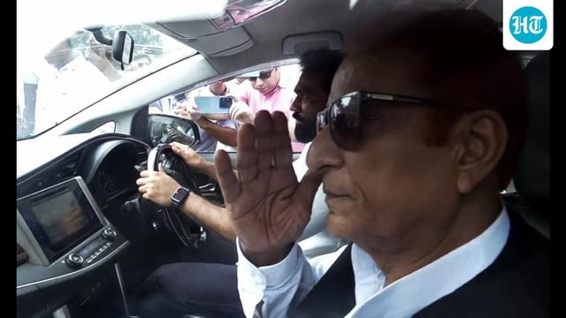 Azam Khan came out of jail on Tuesday after the Allahabad high court granted him bail in the Quality Bar land encroachment case of Rampur district on September 18. (ANI)