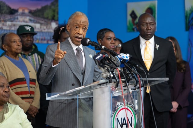 The Rev. Al Sharpton speaks at a press conference announcing law suits related to the Harlem Legionnaires disease outbreak at the National Action Network headquarters Monday, Sept. 22, 2025 in Manhattan, New York, New York. (Barry Williams/ New York Daily News)