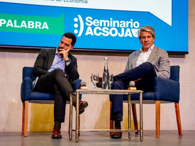 Pablo Lavigne, secretario de Coordinación de Producción, y Juan Pazo, titular de ARCA, funcionarios de Economía que viajaron a Rosario para promover la liquidación de soja entre productores agropecuarios, tras la eliminación temporal de las retenciones.