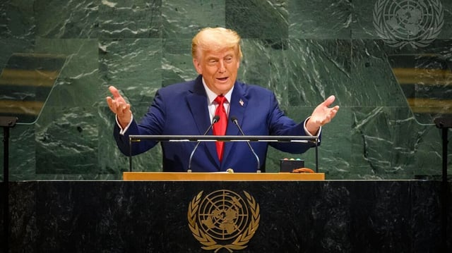 Donald Trump mientras ofrece un discurso ante la Asamblea General de la ONU. La foto es de Prensa de Naciones Unidas.