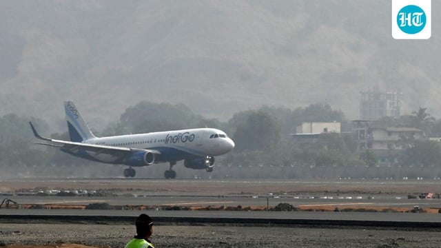 Navi Mumbai, India - Dec. 29, 2024:First commercial aircraft landing on the runway of Navi Mumbai International Airport Ltd at Ulwe in Navi Mumbai, India, on Sunday, December 29, 2024. (Photo by Bachchan Kumar/ HT PHOTO) (HT PHOTO)