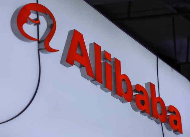 An Alibaba logo is displayed at the company's booth at China International Fair for Trade in Services (CIFTIS) in Beijing, China, September 10, 2025. REUTERS/Maxim Shemetov/ File Photo