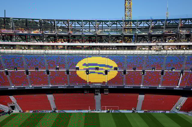 Soccer Football - Visit of FC Barcelona's new Spotify Camp Nou, Barcelona, Spain - September 23, 2025 General view inside the stadium during the visit REUTERS/Albert Gea