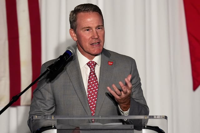 U.S. Sen. Jon Husted, R-Ohio, candidate for Senate in 2026, speaks in Columbus, Ohio, Monday, Sept. 22, 2025, where he endorsed Vivek Ramaswamy, candidate for Ohio Governor in 2026. (AP Photo/Sue Ogrocki)