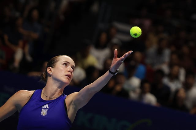 Tennis - Billie Jean King Cup Finals - Quarter Finals - Spain v Ukraine - Shenzhen Bay Sports Centre Arena, Shenzhen, China - September 17, 2025 Ukraine's Elina Svitolina in action during her singles match against Spain's Paula Badosa REUTERS/Tingshu Wang/File Photo