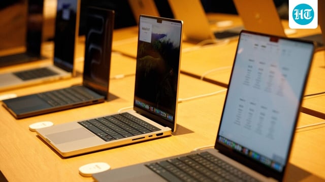 Apple Inc. MacBook Pro computers on display inside the company's store during its opening in Kuala Lumpur, Malaysia, on Saturday, June 22, 2024. Malaysia is becoming an increasingly key country for Apple on both production and sales fronts. (Samsul Said/Bloomberg)