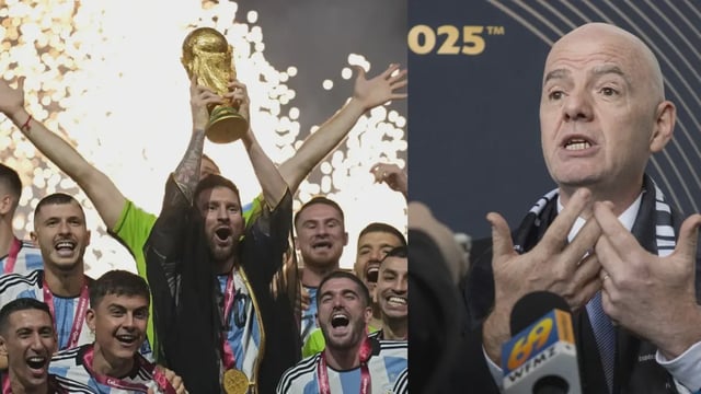 Gianni Infantino and Lionel Messi celebrating Agrentina's World Cup win | Image: Associated Press