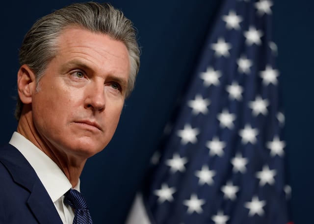 California Gov. Gavin Newsom looks on during a bill signing event related to redrawing the state’s congressional maps on August 21, 2025 in Sacramento, California.