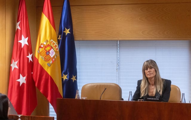La mujer del presidente del Gobierno, Begoña Gómez, durante la comisión de investigación  en la Asamblea de Madrid el pasado noviembre.