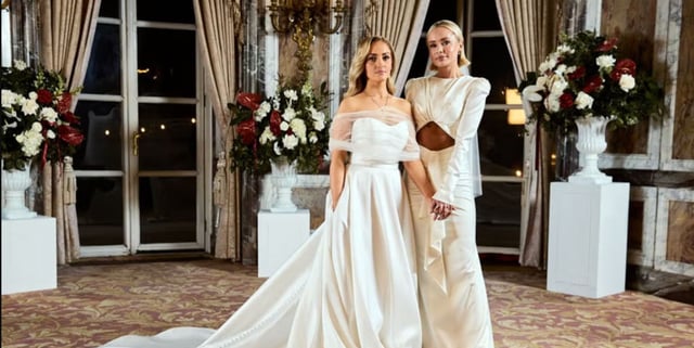 Leigh (L) and Leah (R) on their wedding day. (Channel 4)
