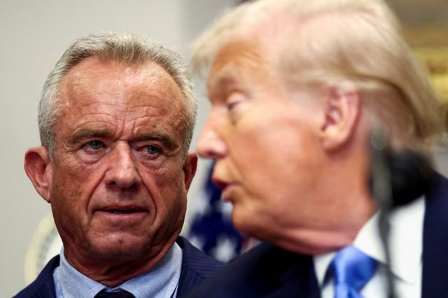 US Health Secretary Robert F Kennedy Jr listens while President Donald Trump makes an announcement at the White House on Monday linking autism to childhood vaccines and the use of a popular painkiller by pregnant women, claims which are not backed by science (Photo: Reuters/Kevin Lamarque)
