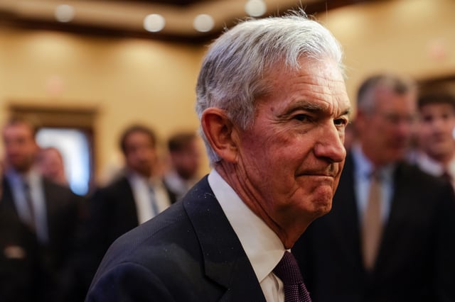 Jerome Powell, chairman of the US Federal Reserve, during a Greater Providence Chamber of Commerce 2025 Economic Outlook luncheon in Warwick, Rhode Island, on Tuesday, Sept. 23, 2025.