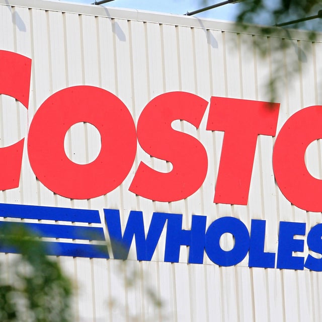 A Costco store sign is in Brampton, Ontario.