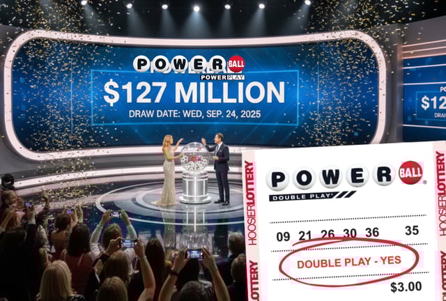 Presentación oficial del jackpot de Powerball con un premio mayor de $127 millones en el sorteo del 24 de septiembre de 2025. Descubre los números ganadores y resultados. | Crédito: Imagen referencial generada con Gemini AI / Composición Mag