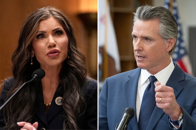 Kristi Noem apuntó contra Newsom por la firma de una nueva ley que prohíbe a los agentes tener el rostro cubierto
