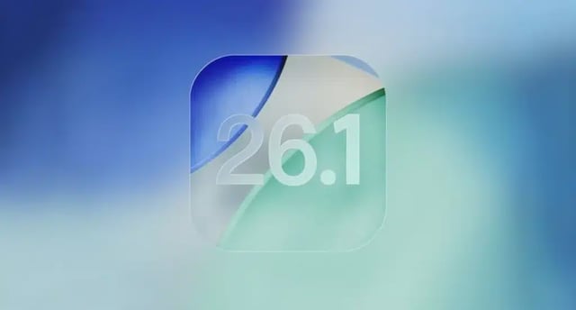 iOS 26.1 logo on a blue and green background.
