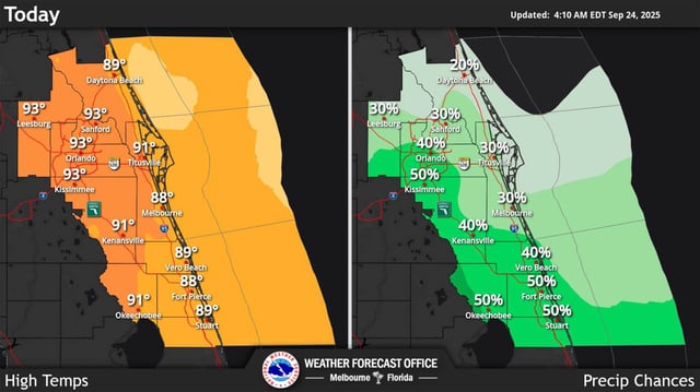 Central Florida weather for Wednesday, Sept. 24, 2025. (NWS)